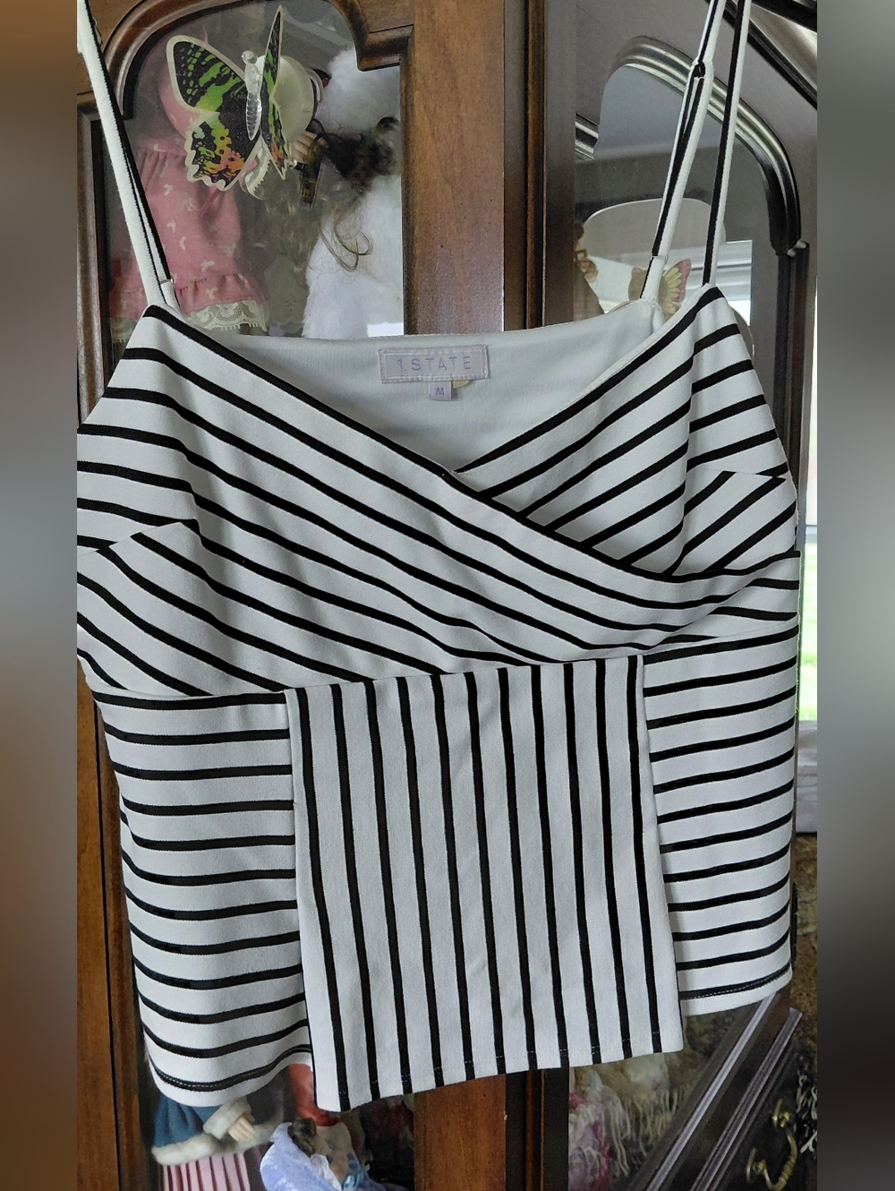 STATE Black & White Striped Spaghetti Strap Top